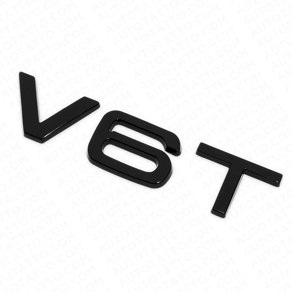 2x Audi Gloss Black V6T Side Fender Marker Letter Nameplate Emblem Badge Sport