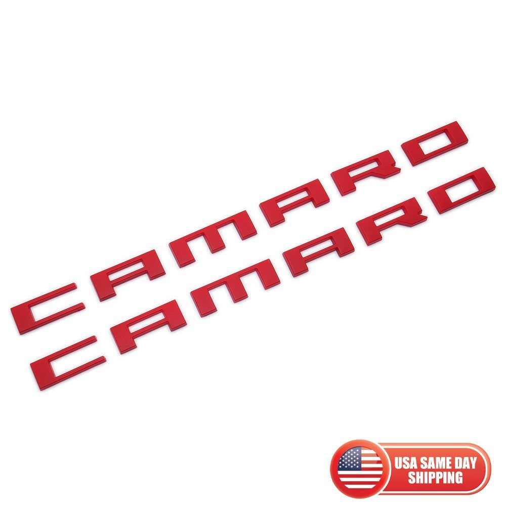 2pcs Camaro Emblem 2010-2015 Side Fender Badge Letter Nameplate Matte Red