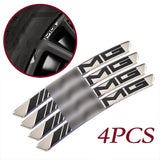 4Pcs Wheels Rim Stickers Fit for AMG Chrome Black Metal Strong Adhesive Decals