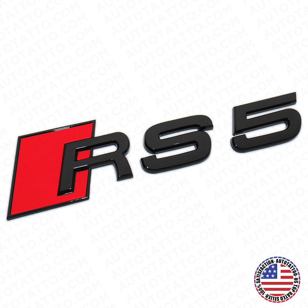 For Audi RS 5 Gloss Black Rear Letter Tail Badge Trunk Emblem Badge Logo Sport