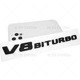 2x 17+ V8 BITURBO AMG Logo Side Fender Marker Nameplate Emblem Badge Matte Black