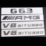 4PCS 3D G63+ AMG + V8 BITURBO Chrome Emblem Badge Set For Mercedes Benz G