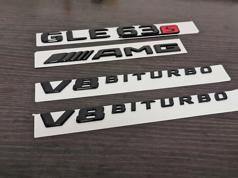 Gloss Black GLE63 AMG S V8 BITURBO PACKAGE Trunk Emblem Badge Sticker W166 C292