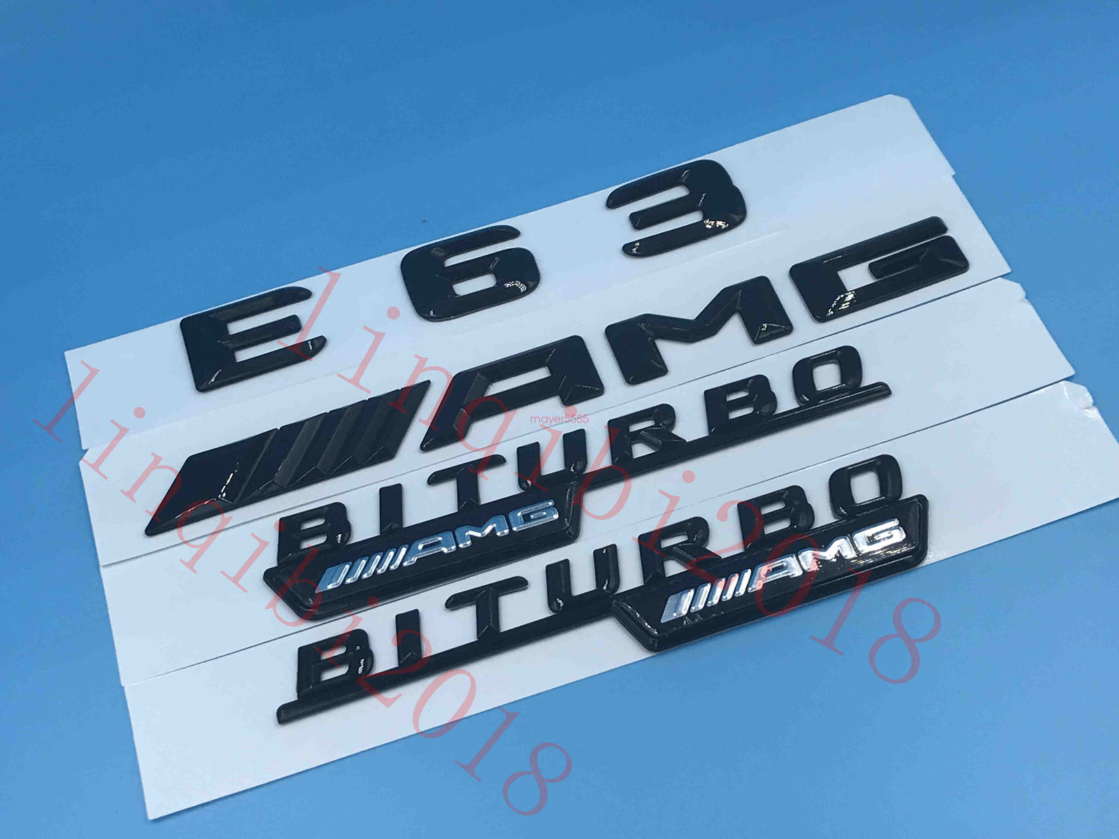 Gloss Black 3D "E63 AMG BITURBO ///AMG" Number Emblem Sticker for Mercedes-Benz
