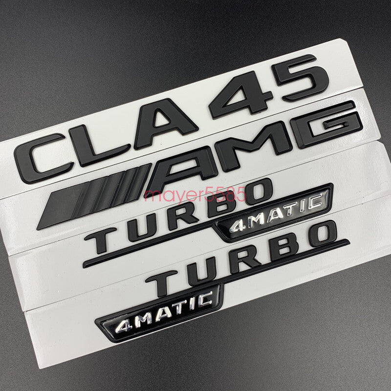 Matte black CLA45 AMG TURBO 4 MATIC Trunk Emblem Badge Sticker For Mercedes Benz