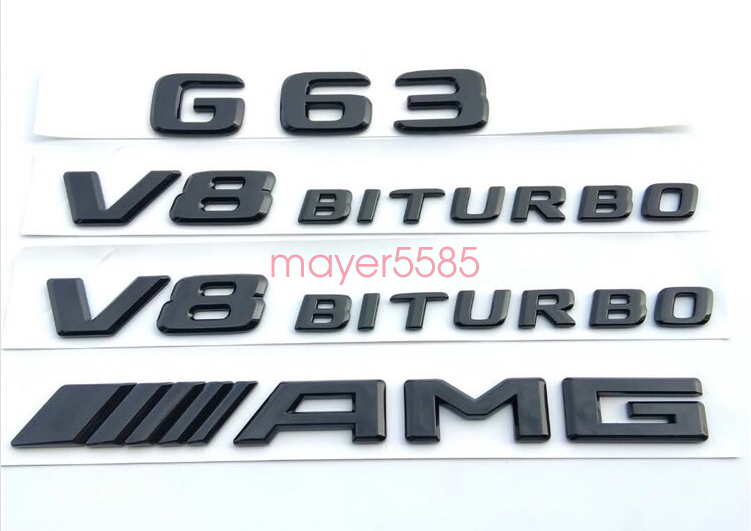 Gloss Black G63 AMG V8 BITURBO Trunk Emblem Badge Sticker For Mercedes Benz G63