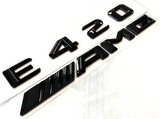 2X GLOSS BLACK E420+AMG FOR MERCEDES E420 REAR TRUNK EMBLEM BADGE NAMEPLATE