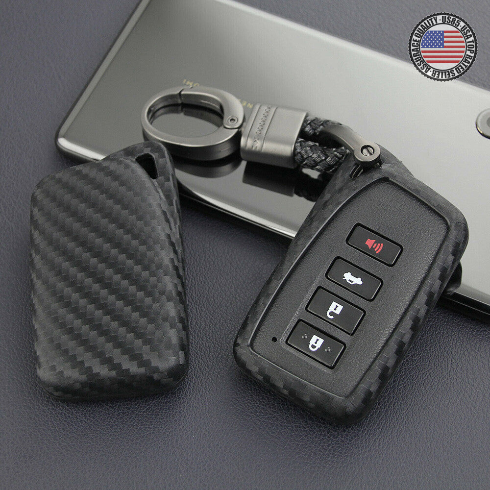Carbon Fiber Style For Lexus Remote Key Fob Case Shell + Keychain Protect GIft