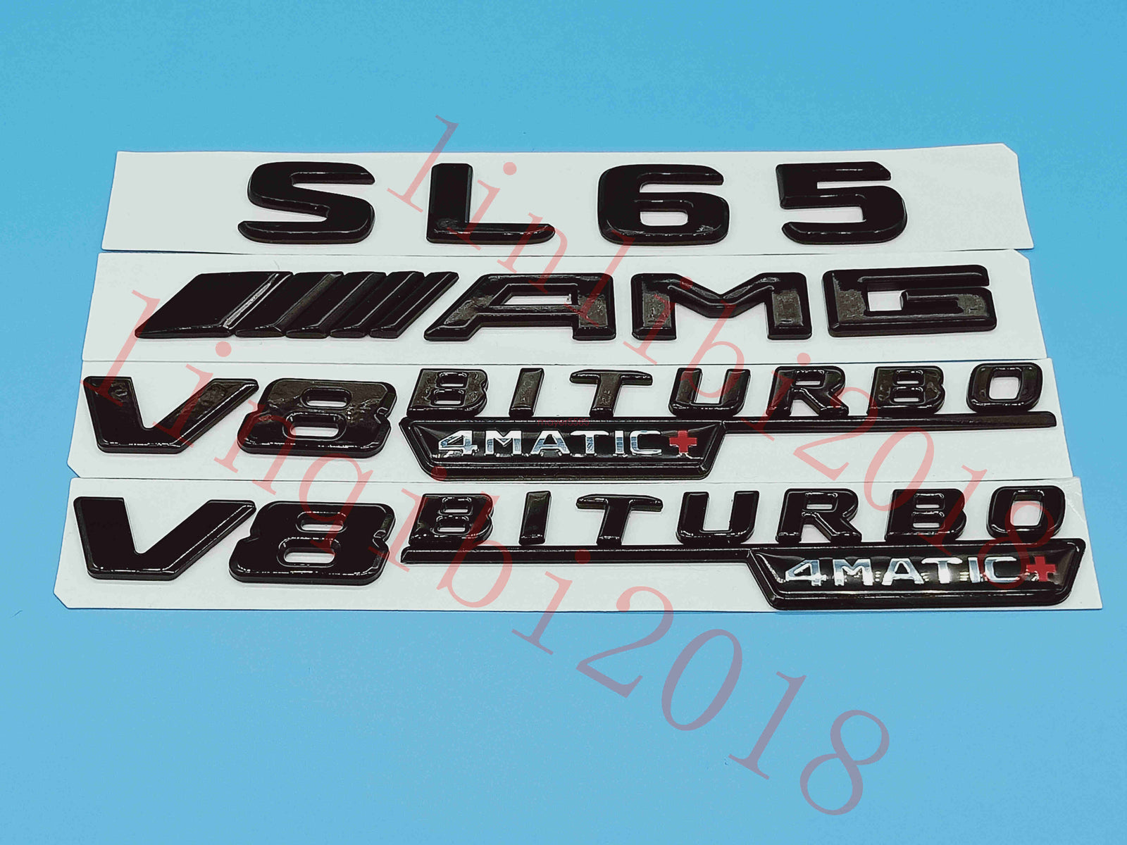 Gloss Black Flat SL65 AMG V8 BITURBO Trunk Embl Badge Sticker for Mercedes Benz