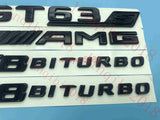 Gloss Black Trunk Fender Badges Emblems for Mercedes Benz GT63 S AMG V8 BITURBO