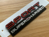 FOR Range Rover SPORT Glossy RED BLACK Lettering SUPERCHARGED Land Badge Emblem