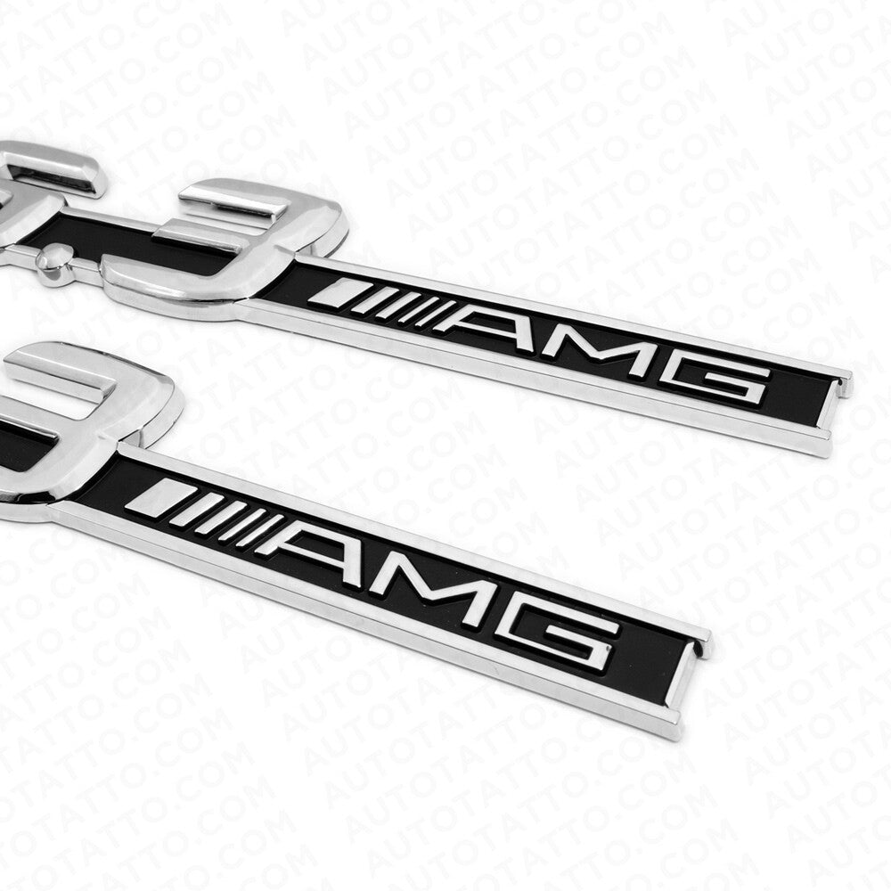 2x OEM ABS Mercedes 6.3 AMG Emblem Fender Logo Badge Nameplate Decoration Sport