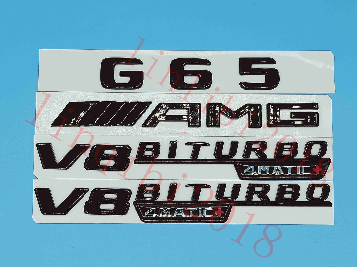 Gloss Black Flat G65 AMG V8 BITURBO Trunk Embl Badge Sticker for Mercedes Benz