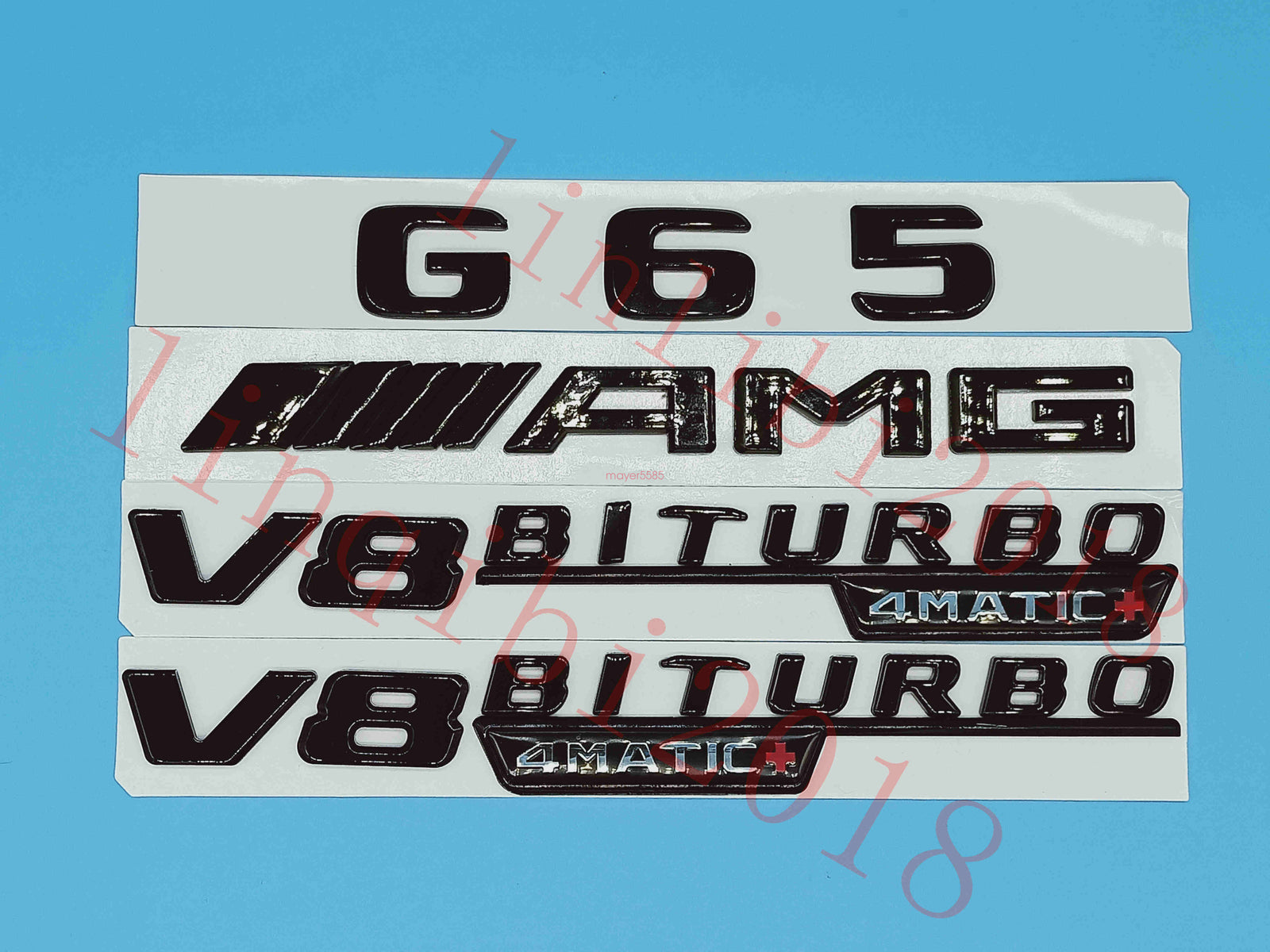 Gloss Black Flat G65 AMG V8 BITURBO Trunk Embl Badge Sticker for Mercedes Benz