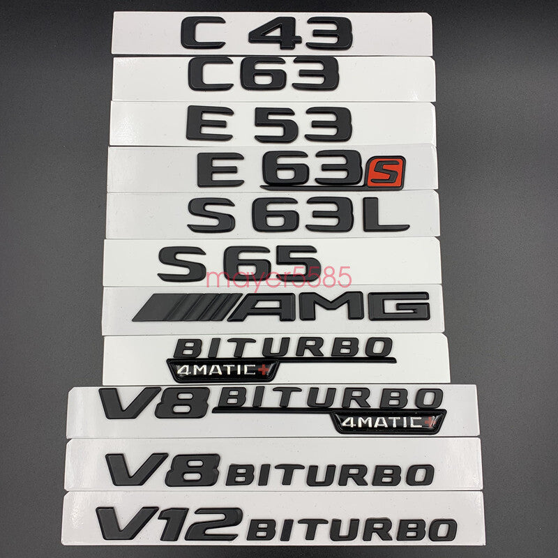 Matte black GLC43 AMG BITURBO 4MATIC Trunk Emblem Badge Sticker For Mercedes