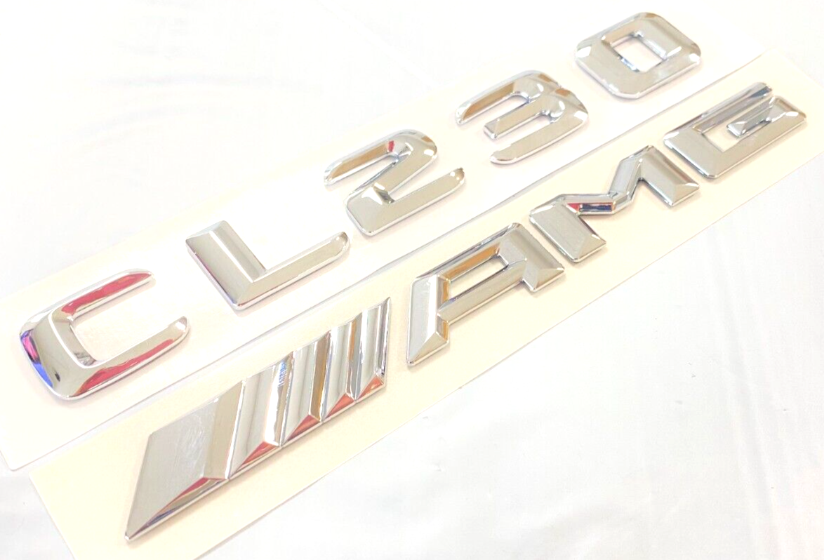 2X CL230+AMG CHROME FOR MERCEDES REAR TRUNK EMBLEM BADGE NAMEPLATE DECAL NUMBERS