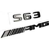 Gloss Black S63 AMG V8 BITURBO Trunk Badges Emblems for Mercedes Benz W222 2018+