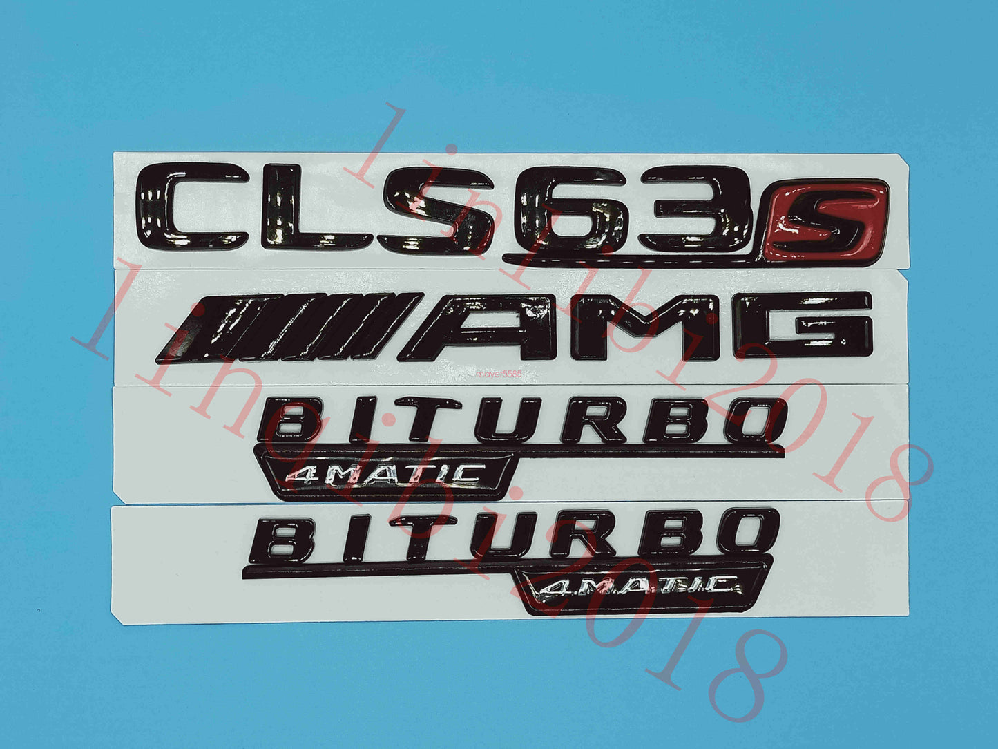 Flat Gloss Black "CLS63s AMG BITURBO" Emblem Badge Sticker for Mercedes Benz CLS