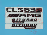 Flat Gloss Black "CLS63s AMG BITURBO" Emblem Badge Sticker for Mercedes Benz CLS