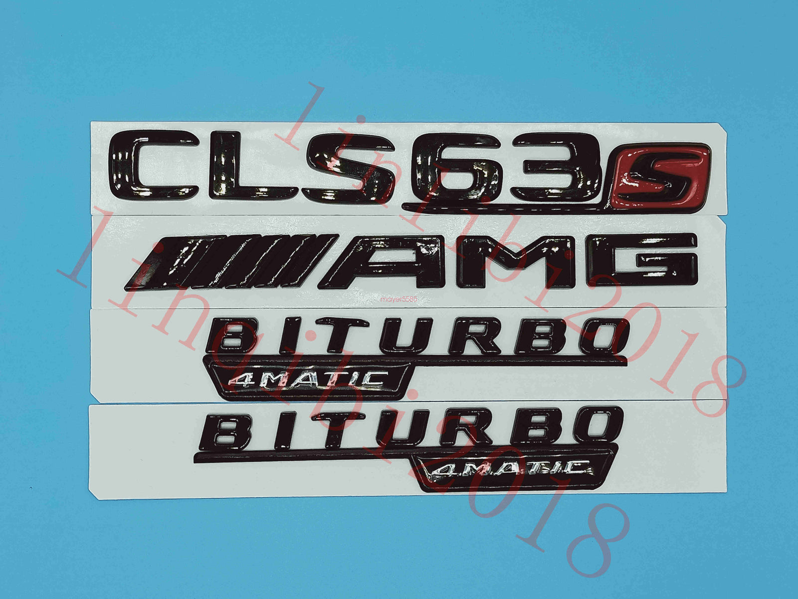 Flat Gloss Black "CLS63s AMG BITURBO" Emblem Badge Sticker for Mercedes Benz CLS