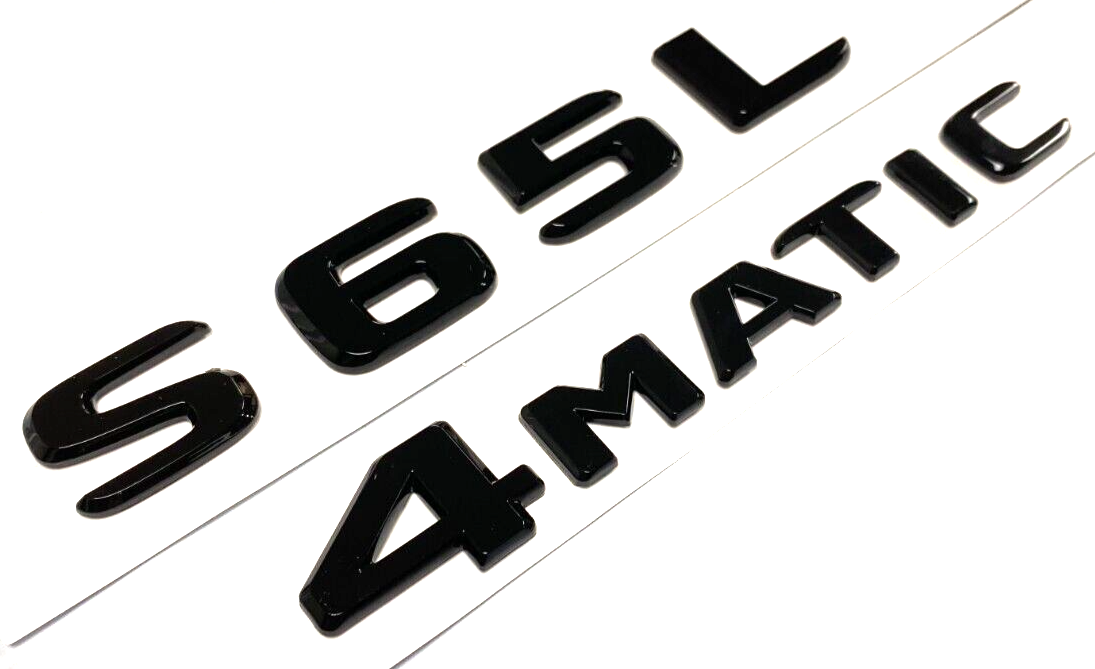 GLOSS BLACK S65L+4MATIC FOR MERCEDES S65 REAR TRUNK EMBLEM BADGE NAMEPLATE DECAL