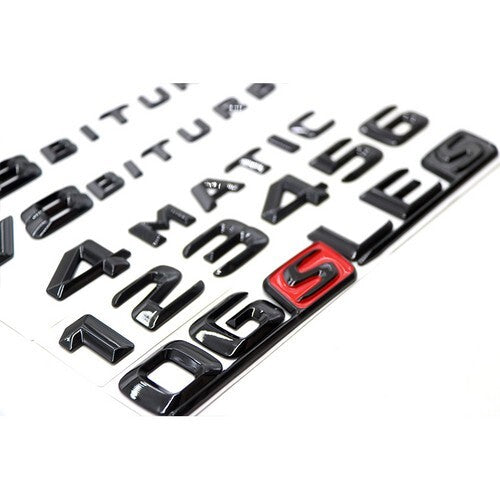 1Set 3D Gloss Black“AMG + C 63 S + BITURBO” Emblem car sticker for Mercedes Benz