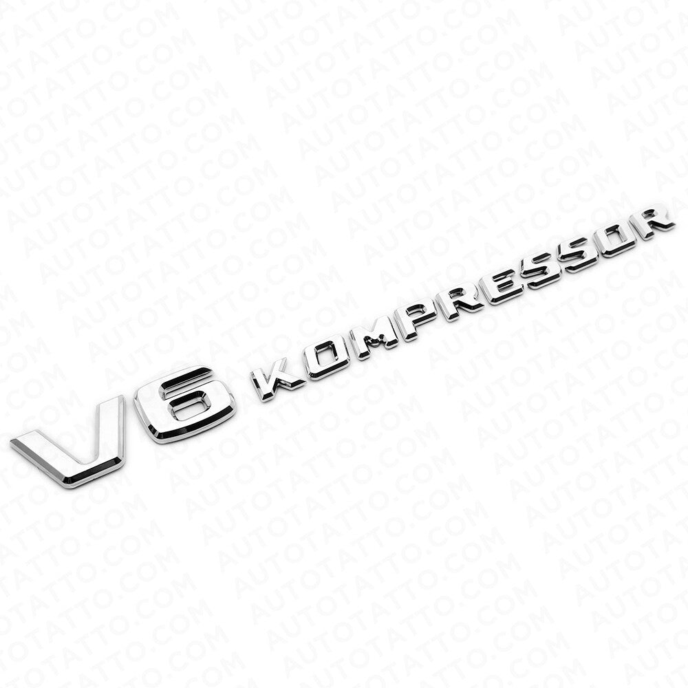 2x Mercedes 02-04 OEM Chrome V6 Kompressor Sport Side Fender Marker Emblem Badge