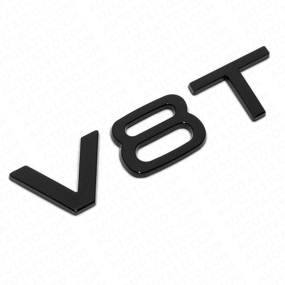 2x Audi Gloss Black V8T Side Fender Marker Letter Nameplate Emblem Badge Sport
