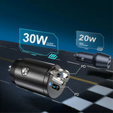 Mini Dual USB Type C PD 30W Car Phone Charger Adapter Fast Charging Accessories