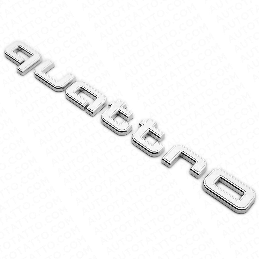 Audi Quattro Silver Rear Letter Liftgate Nameplate Trunk Emblem Badge Sport