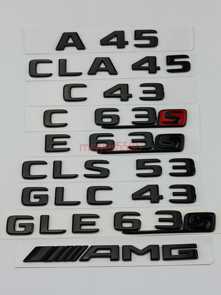C43 AMG BITURBO 4 MATIC Trunk Emblem Badge Sticker for Mercedes Benz Matte black