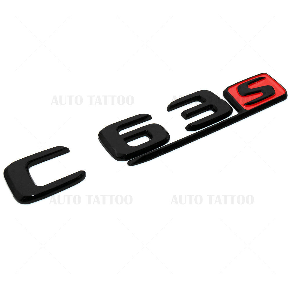 17-20 C63 S AMG Emblem Trunk Lid Letter Logo Nameplate Badge Decorate Black Red