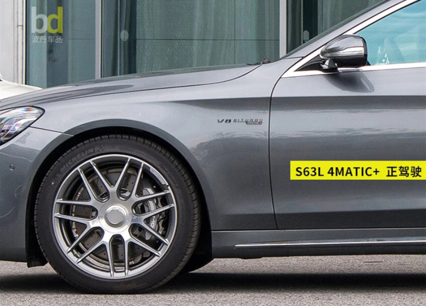 Matte Black S63 AMG V8 BITURBO 4MATIC+ Trunk Fender Badges Emblems for Mercedes
