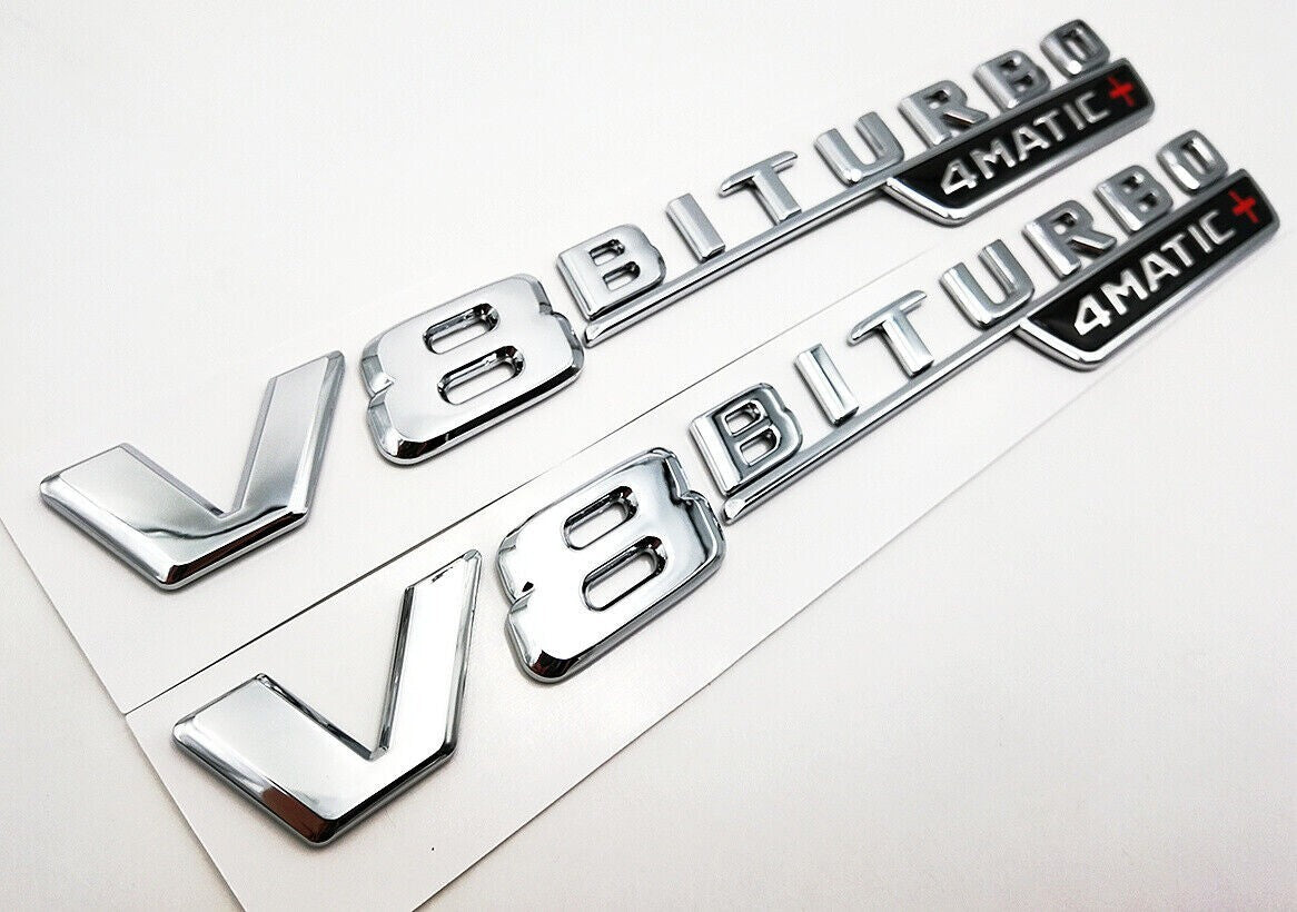 V8 BiTurbo 4Matic+ Emblem Side Fender 3D Chrome Badge for Mercedes AMG CL63 E63