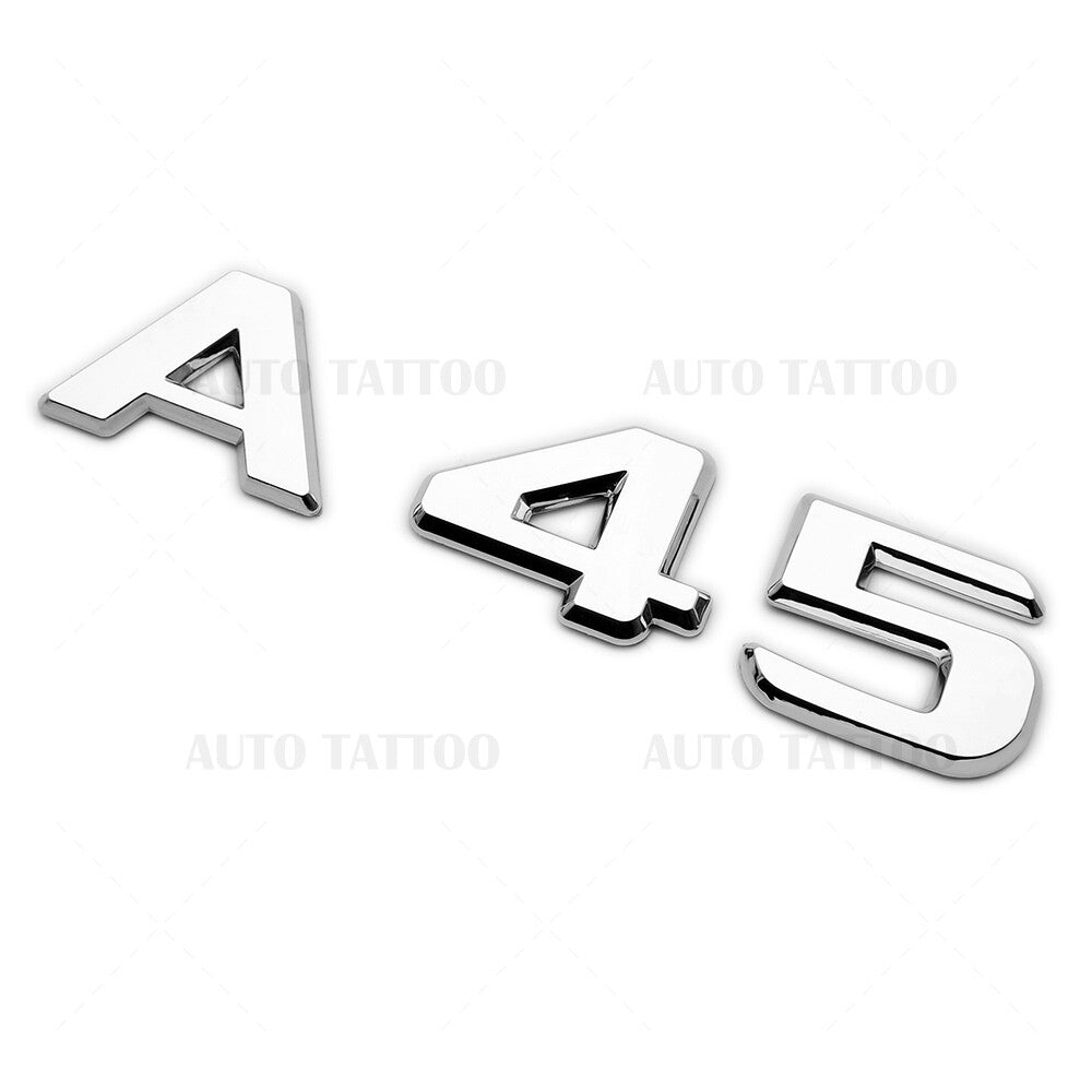 A45 AMG Sport Letter Emblem 3D Trunk Logo Nameplate Badge Decorate OEM Chrome