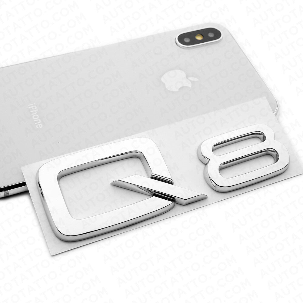 Audi Q8 OEM Chrome Rear Letter Liftgate Badge Trunk Emblem Badge Logo Sport