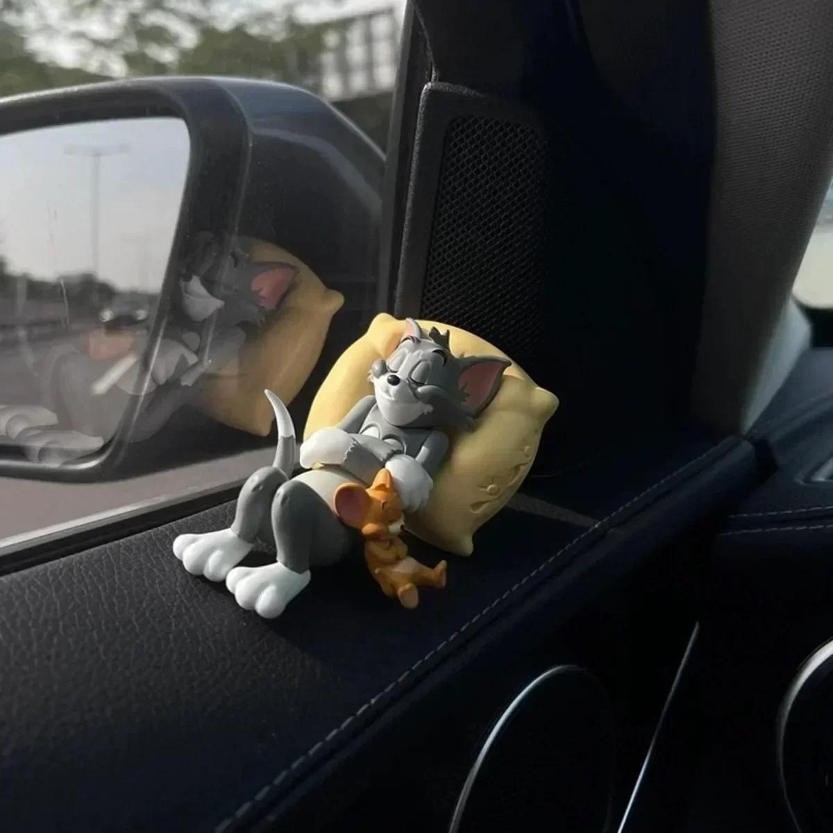 Tom Jerry Cartoon Car Ornament Cute Handmade Doll Interior Accessories