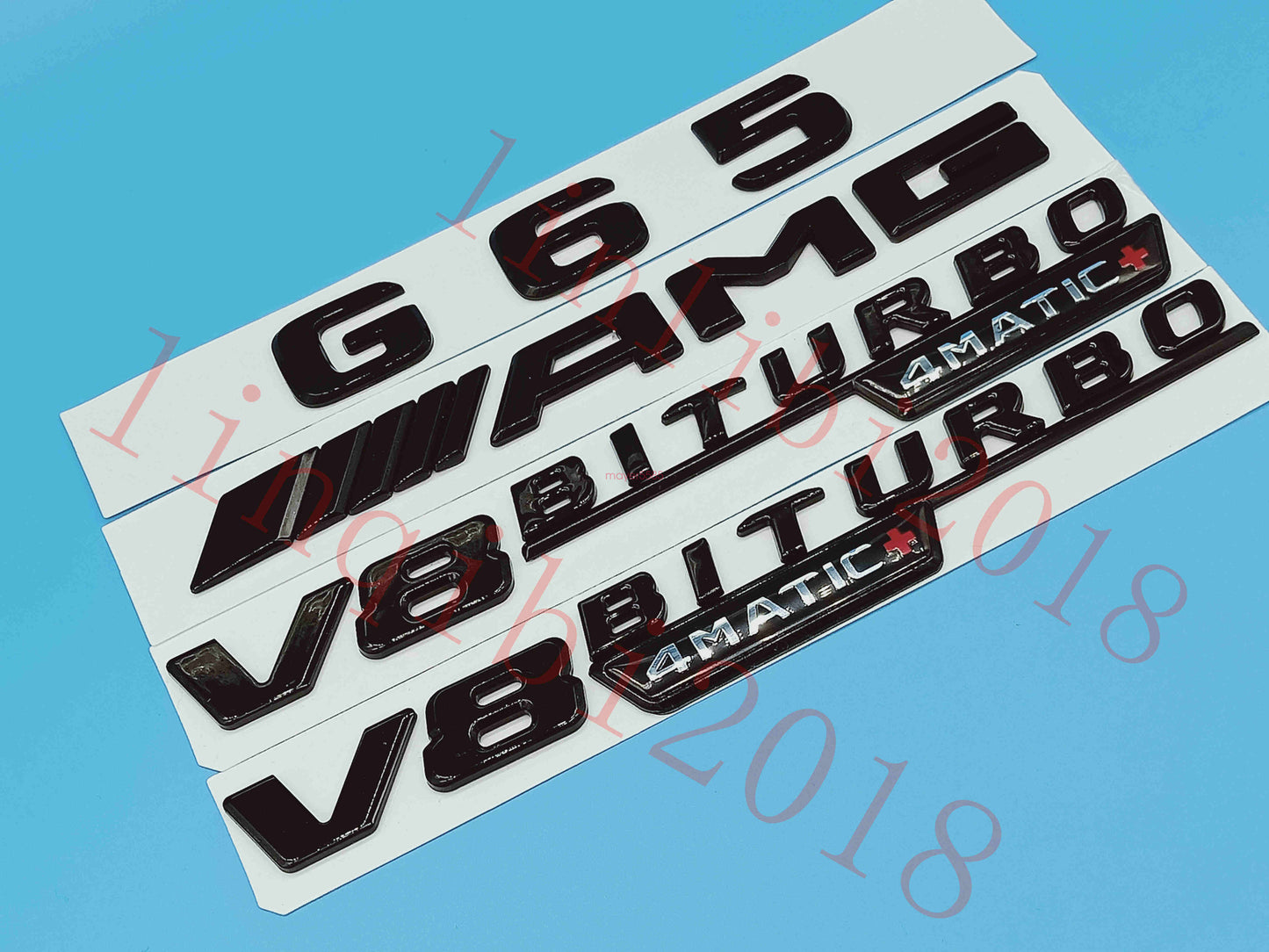 Gloss Black Flat G65 AMG V8 BITURBO Trunk Embl Badge Sticker for Mercedes Benz