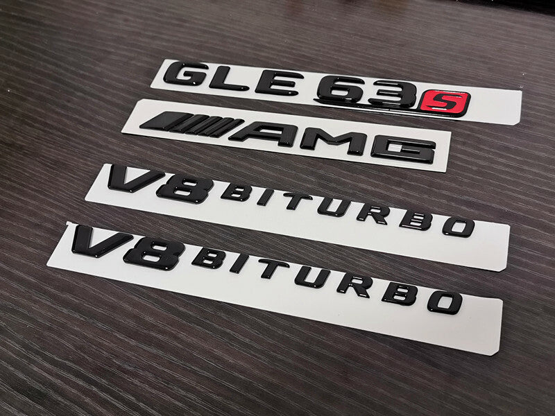 Gloss Black GLE63 AMG S V8 BITURBO PACKAGE Trunk Emblem Badge Sticker W166 C292