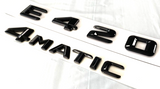 2X GLOSS BLACK E420+4MATIC FOR MERCEDES E420 REAR TRUNK EMBLEM BADGE NAMEPLATE