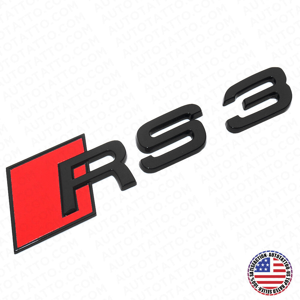 For Audi RS3 Gloss Black Rear Letter Tail Badge Trunk Emblem Badge Logo Sport
