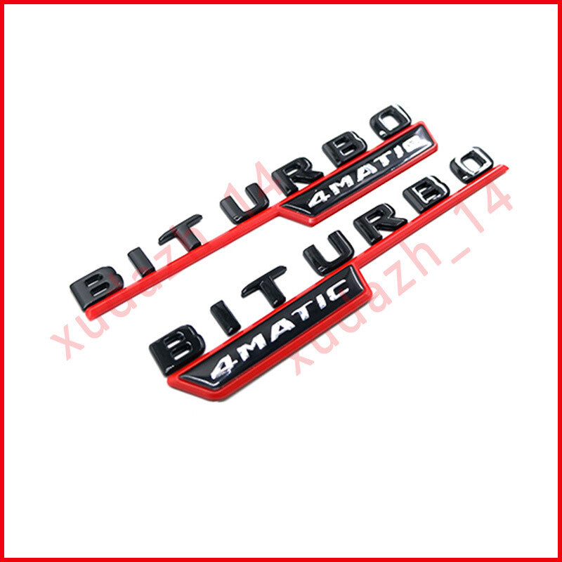 Gloss Black & Red C43 S AMG BITURBO 4MATIC Badge Emblem Set For Mercedes Benz