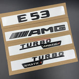 Gloss Black For Mercedes E53 AMG TURBO 4 MATIC Trunk Emblem Badge Sticker Set