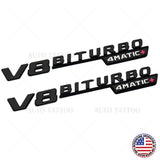 2x 17+ V8 BITURBO 4MATIC Plus + AMG Logo Fender Side Marker Emblem Badge Black