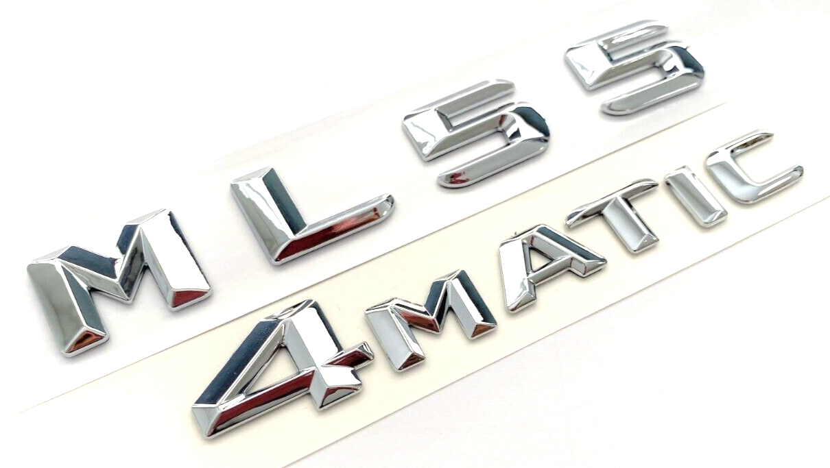 2X CHROME ML55+4MATIC FOR MERCEDES ML550 REAR TRUNK EMBLEM BADGE NAMEPLATE