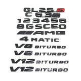 Gloss Black C63 AMG V8 BITURBO Rear Trunk Emblem Badge Set For Benz W205 C63 AMG