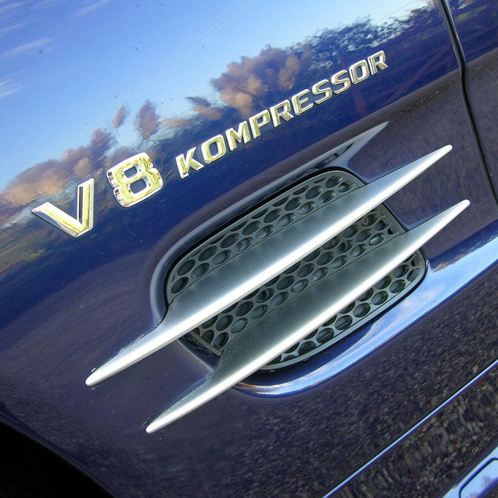 2x For Mercedes 2003-2011 Chrome V8 Kompressor Side Fender Marker Emblem Badge