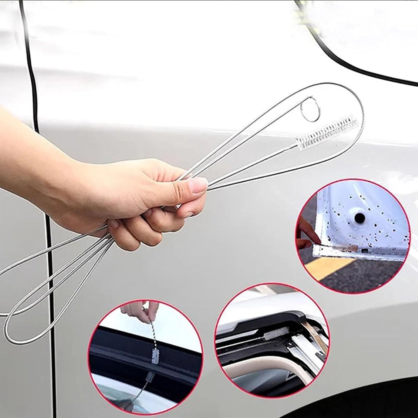 150CM Flexible Drain Sunroof Cleaning Scrub Brush Tool Accessories Car Accessory - Red
