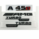 Matt Black A45s AMG TURBO 4MATIC Trunk Emblems Badges for Mercedes Benz
