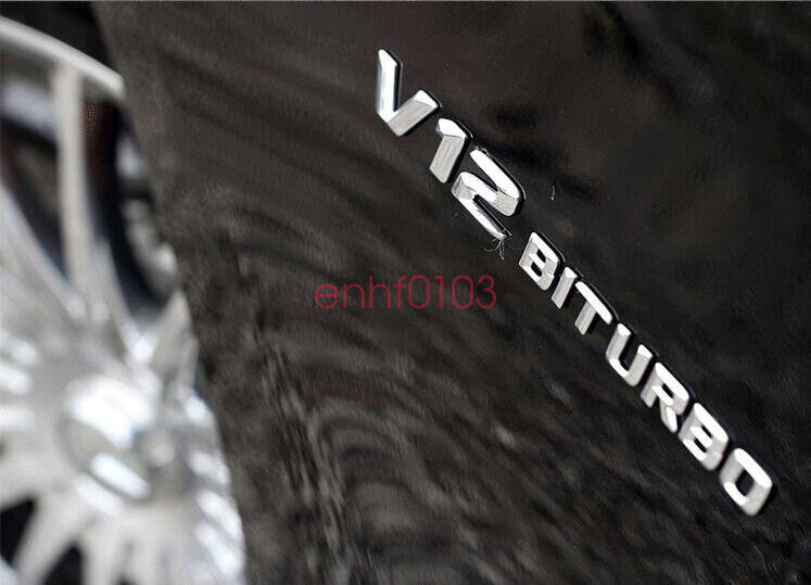 "S65 + AMG + V12 BITURBO" Letters Trunk Embl Badge Sticker for Mercedes Benz